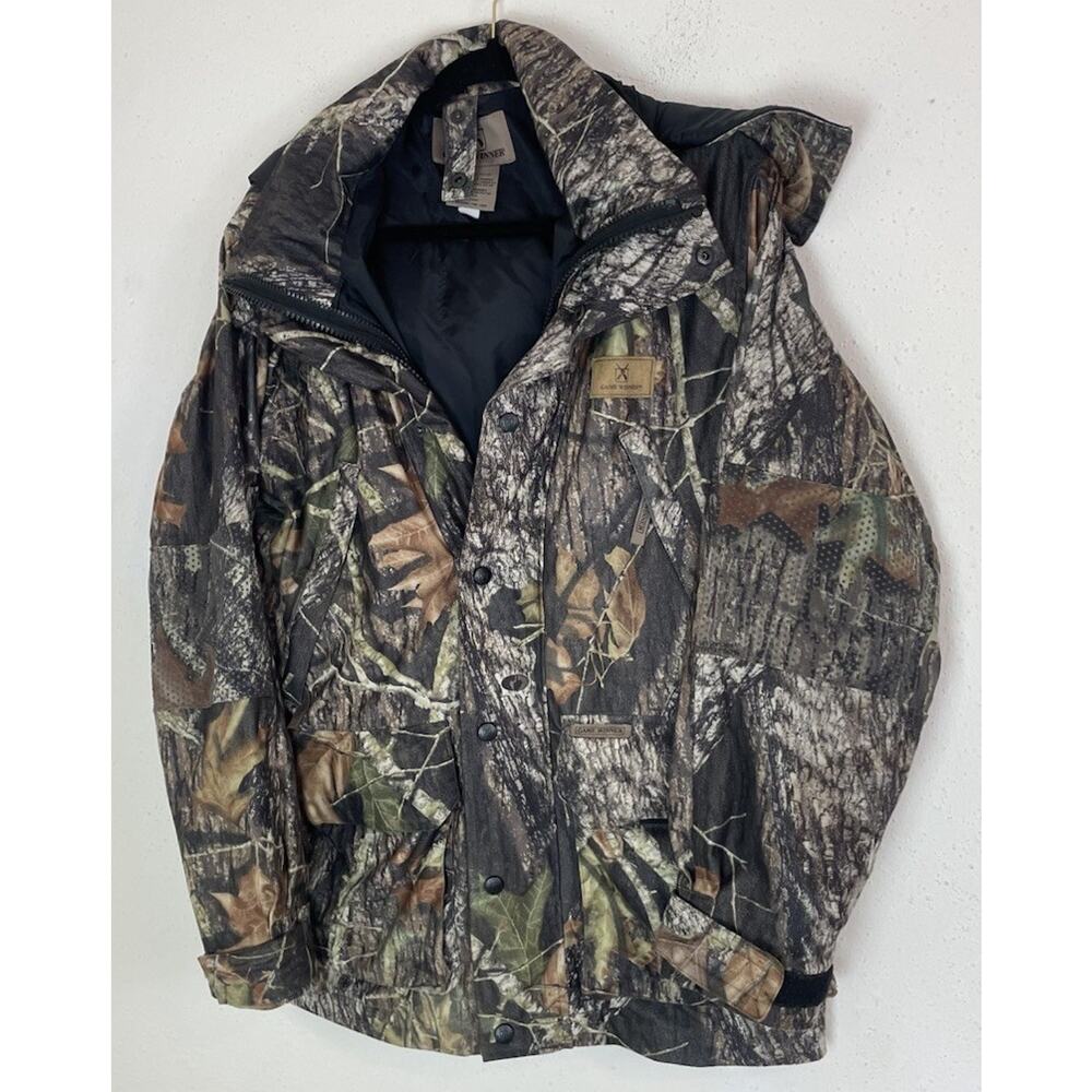 Game Winner Soft Felt Jacket Snap Zip Hunting Camo Mossy Oak Men's Small Hooded